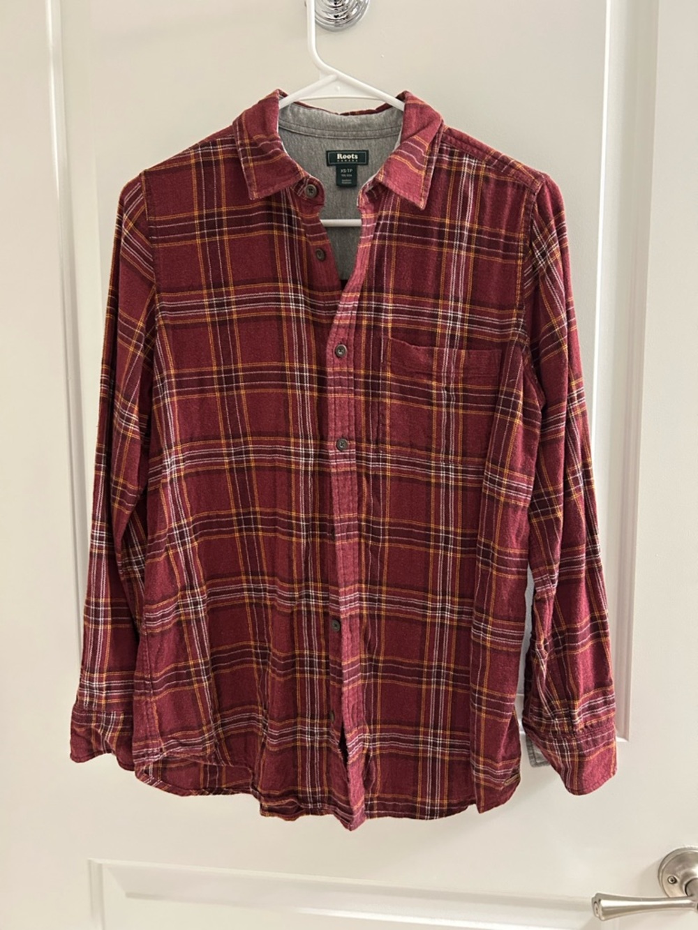 Roots Men's Red Plaid Button-Down Shirt